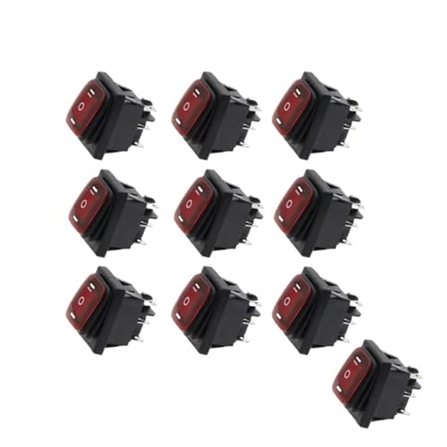 Interruptor basculante DPDT de 6 pines encendido-apagado-encendido 220V para barcos 10 unidades