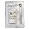 Best Grandma Ever Mug Coffee Gifts Birthday Mothers Day for from Granddaughter Grandson Grandchildren Grandkids 14 Ounce Gift Box with Spoon and Mat Gray