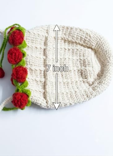 Image of Handmade Crochet Flower Crossbody Sling Bag for Women | Boho Knitted Bucket Shoulder Purse Rose Design