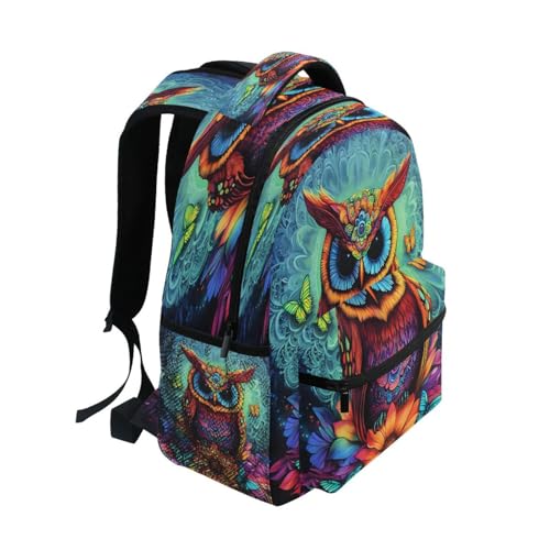 Ethnic Owl Blossom Butterfly Backpack for School Boys Girls Adults Kids Bookbag Laptop Bag 18L2