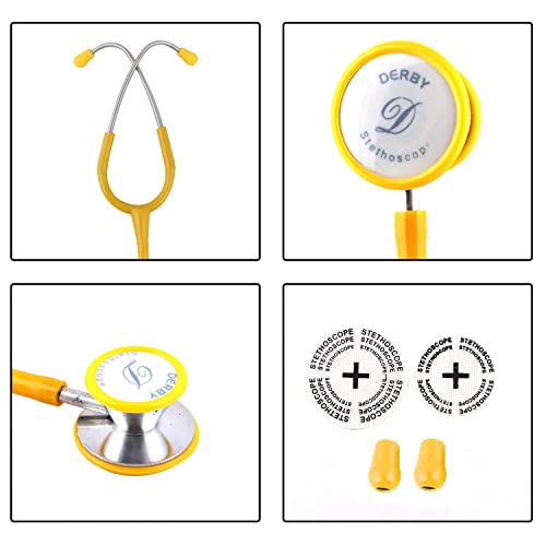Image of Dr. Tech Cardiology AL Stethoscope Heart Beat Monitoring Chest Piece Medical Instrument for Doctors, Nurses (Yellow)