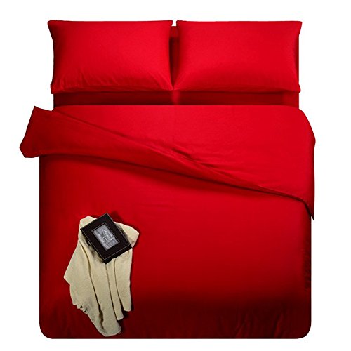linengalaxy LINEN GALAXY ® RED COLOUR POLYCOTTON KING DUVTE SET QUILT COVER WITH PILLOW CASES BEDDIGN SET