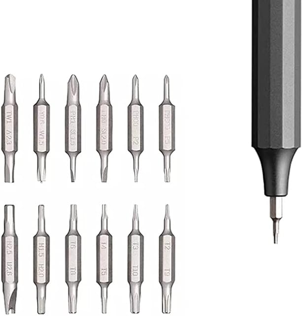 HOTO 24 in 1 Precision Screwdriver Magnetic Bit Portable 24 Models Steel Bits Hand Repair Tools (Grey)