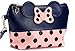 Cartoon Leather Travel Makeup Handbag, Cute Portable Cosmetic bag Toiletry (Navy Blue)