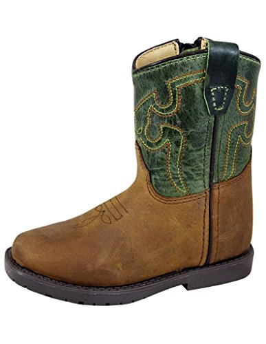 Smoky Mountain Toddlers Autry Square Toe Western Cowboy Boot, Brown Distress/Green Crackle - 7 M US