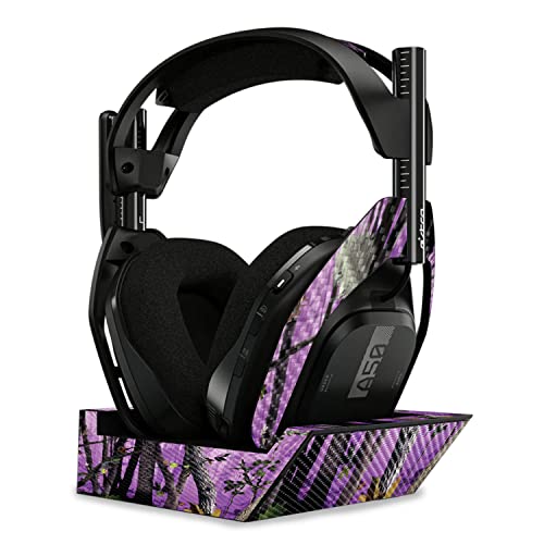 Image of MightySkins Carbon Fiber Skin Compatible with Astro A50 Wireless Headphones + Base Station (Gen 4) - Purple Tree Camo | Protective, Durable Textured Carbon Fiber Finish | Easy to Apply