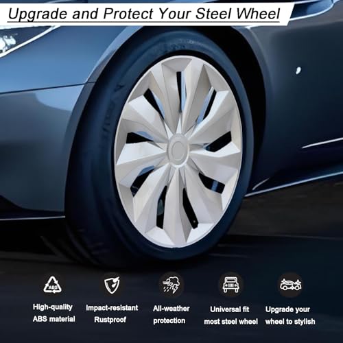 Image of Hubcap Wheel Cover Replacement R16 Hub Caps Universal-Fit Steel Wheel Rim Cover ABS Material Exterior Accessories for Car Truck SUV -Set of 4(16-inch,Silver)