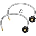 GasSaf 24 inch RV Propane Hose Stainless Steel Braid Connector with Type 1 Connection x 1/4 Inch Inverted Male Flare?2 PCS?