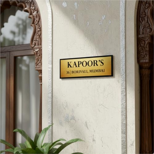 Image of Customize Name Plate, 30x10 CM, Acrylic with Golden Top, Self-Adhesive