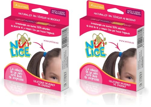 N-Lice® - Coleteros Repelentes |Tratamiento para Eliminar Piojos y Liendres, 100% Natural y Efectivo con Aceites de Neem, Árbol de Té y Romero | 4 Coleteros, Rosa y Azul (Paquete de 2)