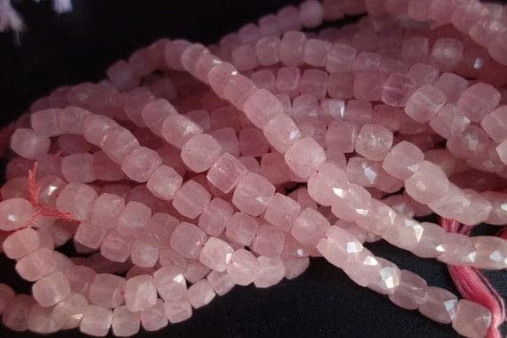 Quartz rose naturel perles facettées 9mm 10mm fil 8 pouces pour bijoux artisanaux