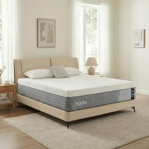 LIKIMIO Full Size Mattress, 12 Inch Gel Memory Foam Mattress with Tencel Fabric, Made in USA, CertiPUR-US Certified, Fiberglass Free, Pocketed Coils for Motion Isolation, Medium Firm