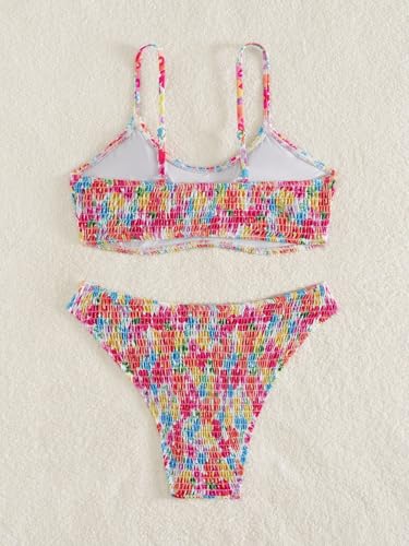 Image of Fanuerg Women's Ribbed Bikini Sets Scoop Neck Cheeky Swimsuit Textured Two Piece Bathing Suit