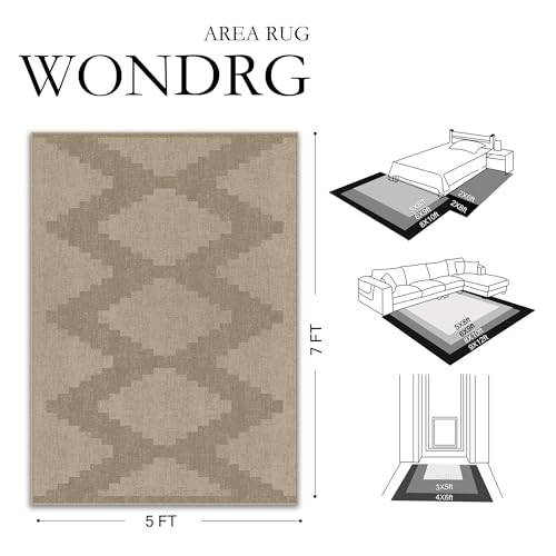 WondRg 8x10 Easy Jute Outdoor Patio Rug Washable Brown Neutral Large Area Rug for Living Room Lightweight Non Slip No Sheding Carpet Balcony Farmhouse Bedroom Backyard Dining Room Deck by WondRg - Image 4