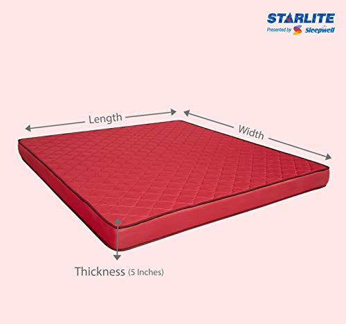 Image of Sleepwell Starlite Splendor 5-inch Medium Double Size Foam Mattress (72*48*5 Inches)