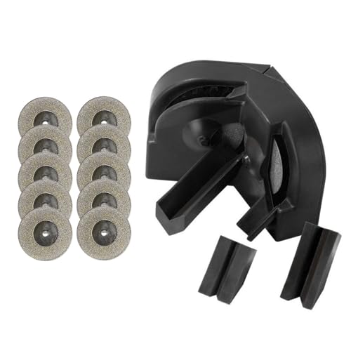 Drill Bit Sharpener, Multipurpose Grinding Sharpener for All Bits, Fast Sharp in 5 Seconds, Portable Drill Grinder Grinding Tool with 10PCS Disc and 3 Auxiliary Tool (Black)