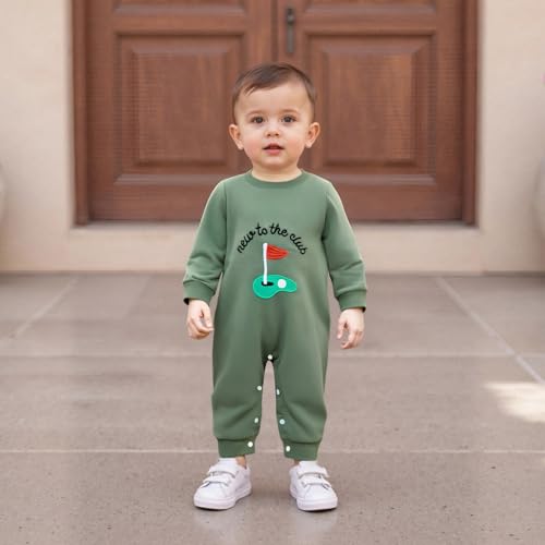 Newborn Baby Boy Fall Outfit Romper Golf Court Embroidery Long Sleeve Onesie Jumpsuit Bodysuit Cute Infant Clothes4