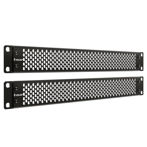 VCELINK 1U Ventilated Blank Panel for 19 Server Rack Detachable Design Network Cabinet Spacer S45C Carbon Steel Rack Filler Plate with Screws Black 2-Pack