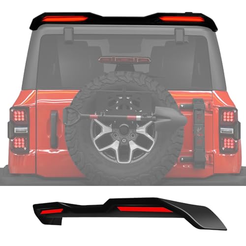 Rear Spoiler with Light for Ford Bronco 2021 2022 2023 2024 Roof Spoiler Wing with LED Light Turn Signal Brake Driving Light