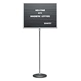 Quartet Adjustable Single Pedestal Letter Boards, 2 x 1.5 Feet, Magnetic, Black (7921M)