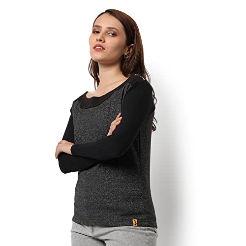 Image of PINACOLADA Women's Double Striped Hoodie with Ribbed Hem for Casual Wear | Hooded Neck | Long Sleeve | Pull On Closure | Cotton Sweatshirt Crafted with Comfort Fit for Everyday Wear