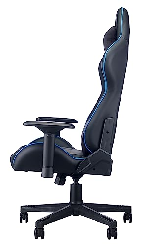Predator Gaming Chair, Sedia Gaming, Sedia ufficio, Cuscino Lombare, Testa rimovibile, Braccioli Regolabili, Movimento Schienale max 155 gradi, Telaio in acciaio, Pelle Sintetica, Nero e Blu - Sedia gaming - Immagine 5