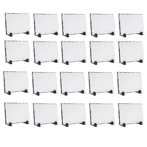YOUKE OLA 20 Pieces Sublimation Slate Blank Rock Stone Photo Rectangular Frame Heat Transfer Plaque Picture Frame with Display Holder for Birthday Wedding 4 x 6 Inch