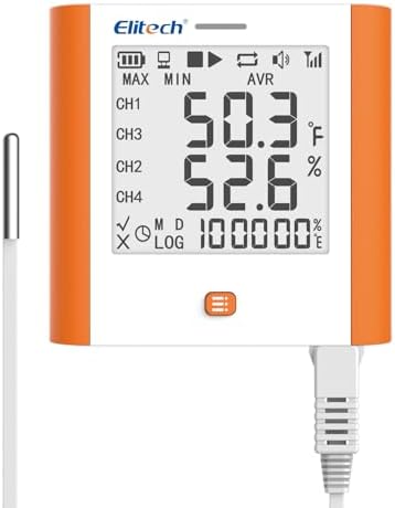 Elitech 100,000 Points Digital Temperature Humidity Data Logger Medical Refrigerator Thermometer Vaccine Fridge Temperature Monitor Max Min Average Value GSP-8