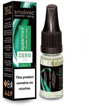 Smoknic Spearmint 10ML Premium Quality Vape Juice for E-Cigarette – Vape Mod – Shisha Pen – 30VG/70PG Nicotine Free Fruity Flavour [10 x 10ML]