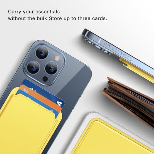 Image of MIDOS Magnetic Card Wallet Holder Designed for MagSafe Compatible with iphone16, iPhone 15, iPhone 14, iPhone 13, iPhone 12 iPhone 17 Series Models (Lemon Yellow)