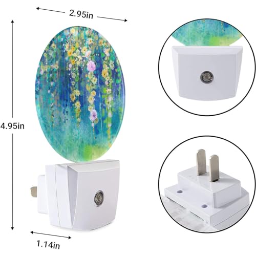 Image of EKOBLA Green Floral Leaves Night Light, Ivy and Wisteria Blossoms Night Lights Plug Into Wall with Auto Sensor for Kitchen Bathroom