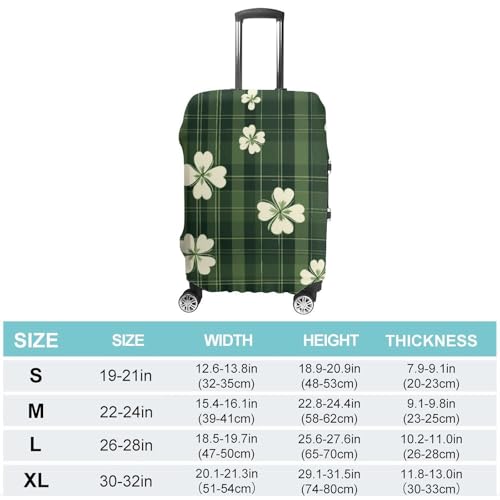 Green Plaid Checkered Shamrocks Travel Luggage Cover for Suitcase 19-32 Inches Elastic Washable Baggage Protector2