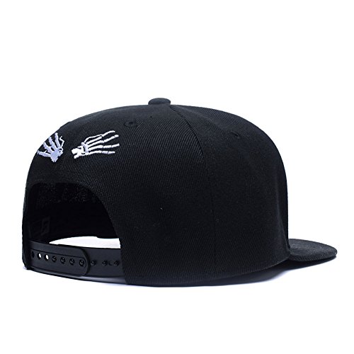 Quanhaigou Cute Skull Zombie And Skeleton Embroidery Snapback Hat, Unisex Adjustable Flat Bill Baseball Cap #TOP3