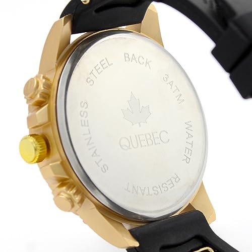Relógio QUEBEC Masculino Dourado QB004 Esportivo Original A Prova D'Água Analógico Silicone
