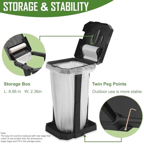 Image of Collapsible Trash Bag Holder with 20 Pcs Trash Bags, Portable Trash Can with Trash Bag Storage, Waste Bin for Camping, RV, Picnics, Home and Recycling