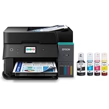 Epson EcoTank ET-4955 Wireless All-in-One Color Supertank Printer, Refillable Tanks, 2.4" Color Touchscreen, Auto Document Feeder, Auto Duplex Print/Copy, Scan, 250-Sheet Paper Tray Black