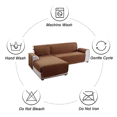 Genina Sectional Couch Covers For Dogs L Shaped Sofa Covers Chaise Lounge Cover Reversible Couch Covers For Sectional Sofa L Shape Furniture Protectors Cover For Pets, Kids (Brown, X-Large) #TOP7