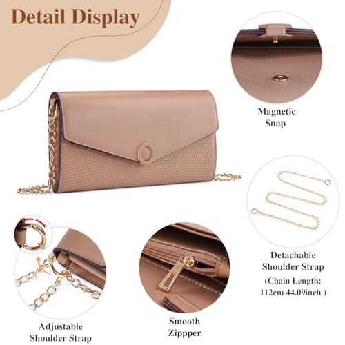 BAIGIO Kleine Umhängetasche Damen Crossbody Bag PU-Leder Handytasche zum Umhängen Schultertasche Elegant Clutch Handtasche Kette-Tasche Damentaschen Abendtasche mit Kartenfach – Bild 5