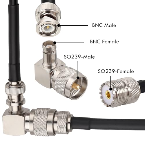 Conectores XRDS -RF BNC Hembra a UHF Macho Ángulo 90° 2 uds miniatura 5