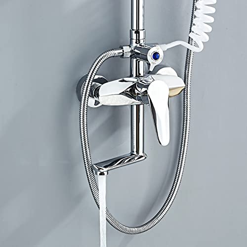 Pommeau de douche effet pluie avec flexible douchette à main et support mural - 5