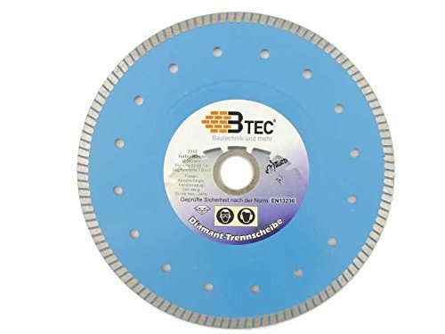 Disco de corte de diamante turbo Rondo para azulejos extrafino, diámetro de 230 mm x 1,8 mm, orificio de 30/25,40 mm, piedra natural fina, cerámica