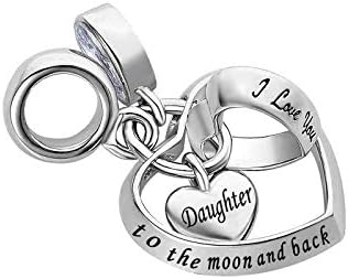 Daughter I Love You to the Moon and Back Interlocking Heart Charm fits Pandora Charms Bracelets Birthday Christmas Jewellery Gift for Mum Women Mother - Image 3