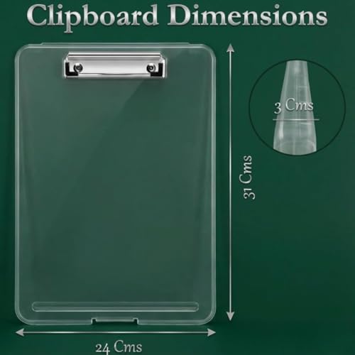 Image of Yajnas A4 Size Clipboard with Storage Box | 180 Foldable Exam Pad & Writing Board | Heavy Duty Plastic File Folder with Pen Holder & Paper Storage for Students, Office & Field Use (Assorted Colour)