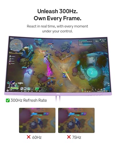 Image of Pixio PXC279 Wave Purple 27 inch 300Hz Refresh Rate FHD 1080p Resolution 1650R Curved Fast VA Panel 1ms GTG Response Time Adaptive Sync HDR Curved Gaming Monitor