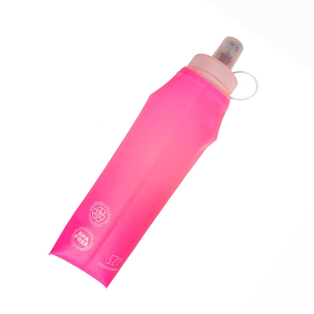 SAFE4SPORT Soft Flask 750 ML Rose - Bouteille d'eau Pliable - Bouteille d'eau en TPU Souple - Bouteille de Sport Souple