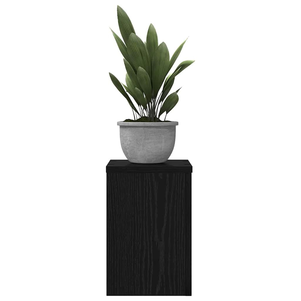 vidaXL Pflanzenständer 2 pcs Schwarz Eichen-Optik 20 x 20 x 30 cm, Wohnzimmer, moderner Pflanzenständer, erhöhte Halterung für Deko, flexibles Regal, coole Gartenmöbel