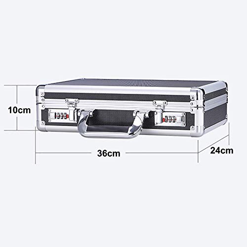 Aluminum Hard Tool Box Case Portable Carrying Case Briefcase Flight Cases Empty Box with Code Lock, Silver/Black2