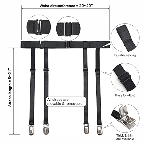 Imomoto Black Womens Suspender Garter Belt For Thigh High Socks Stockings Boots Plus Size (Black, 4 Straps Duck Clips) #TOP2
