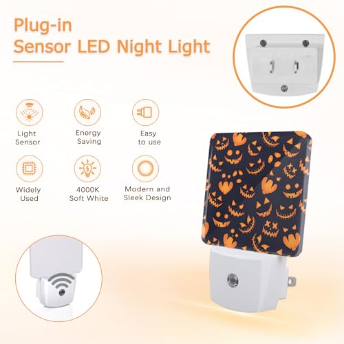 Image of YASHILAIYA Halloween Night Light,Horror Pumpkin Night Lights Plug into Wall LED Dusk to Dawn Light Sensors Indoor Home Decor NightLights for Bedroom Bathroom Stairs Hallway for Girls Women