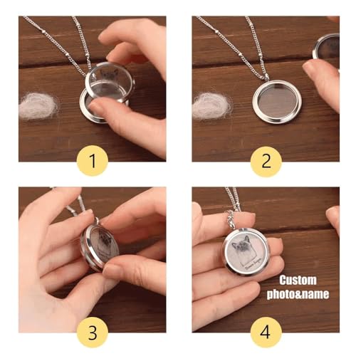 Personalized Pet Urn Fur Necklace - Stainless Steel Pet Ashes Necklace for Dog, Cat - Custom Name Photo Memorial Keepsake4